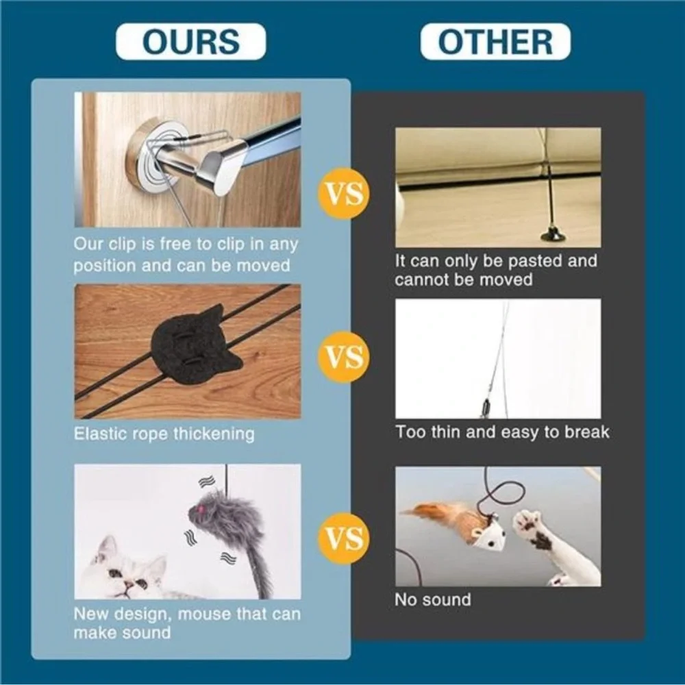 Interactive Cat Feather Toys,Retractable Cat Teaser Toy Hanging Interactive Toy